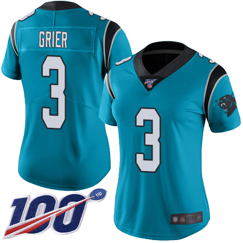 Carolina Panthers Limited Blue Women Will Grier Alternate Jersey NFL Football #3 100th Season Vapor Untouchable->women nfl jersey->Women Jersey